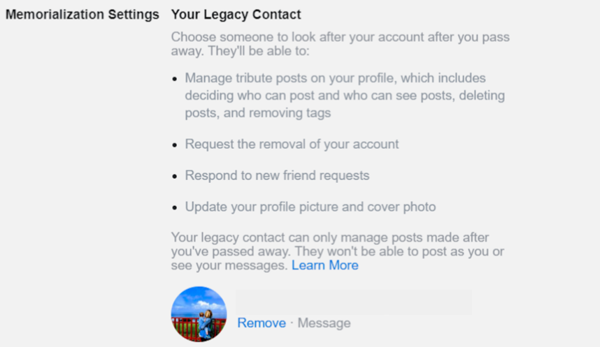 contact facebook moștenire