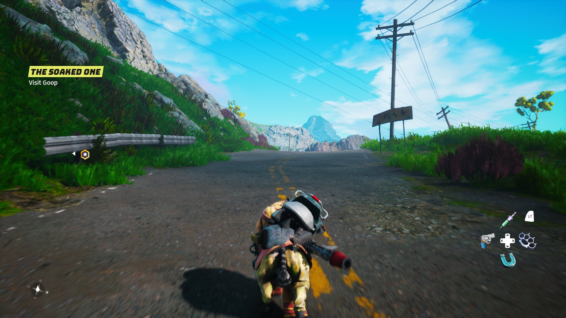 Personaje biomutante corriendo en mundo abierto.