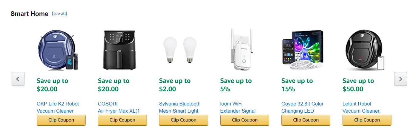 captură de ecran a site-ului de cupoane Amazon