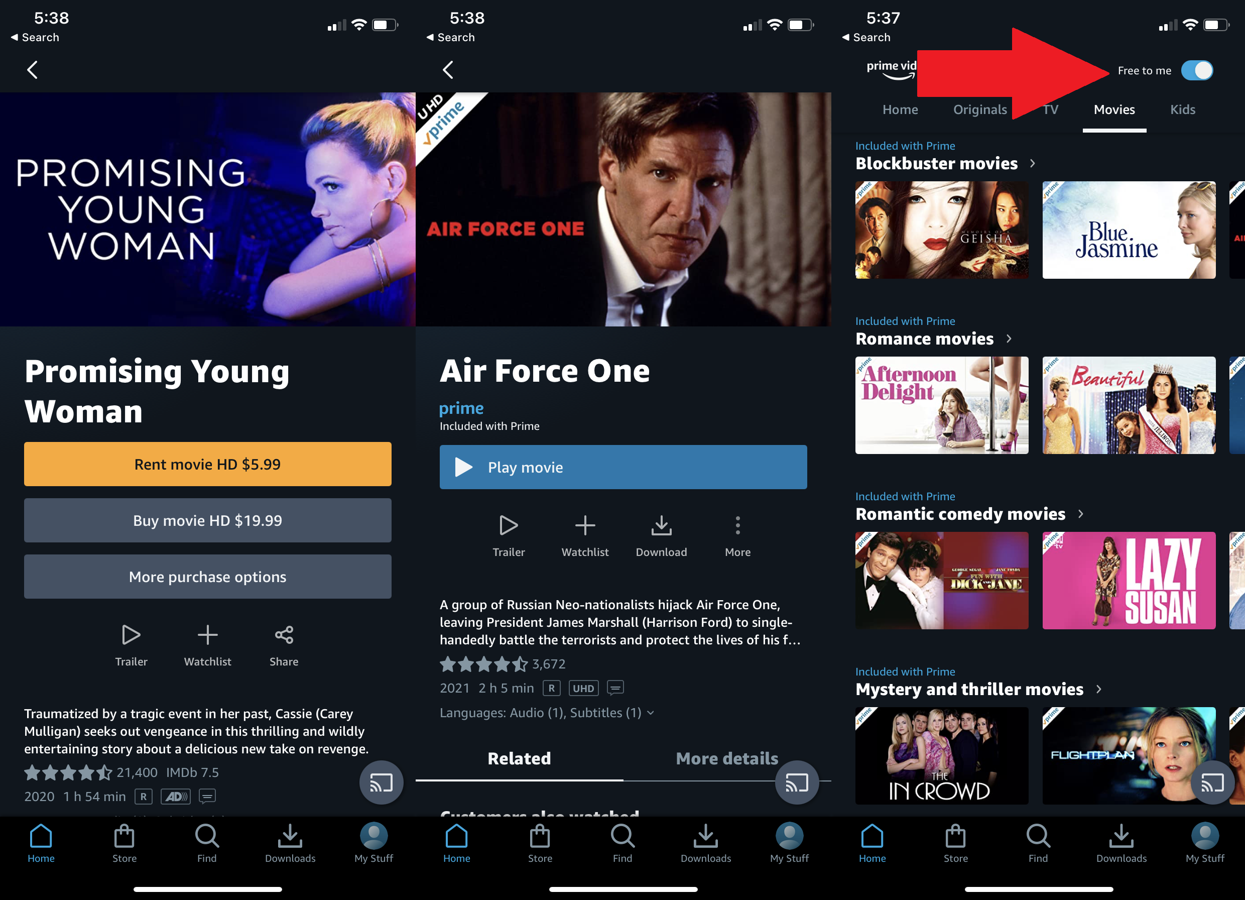 opsi gratis untuk saya di aplikasi seluler amazon