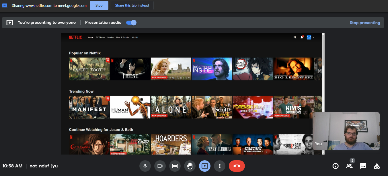 condivisione dello schermo di Google Meet