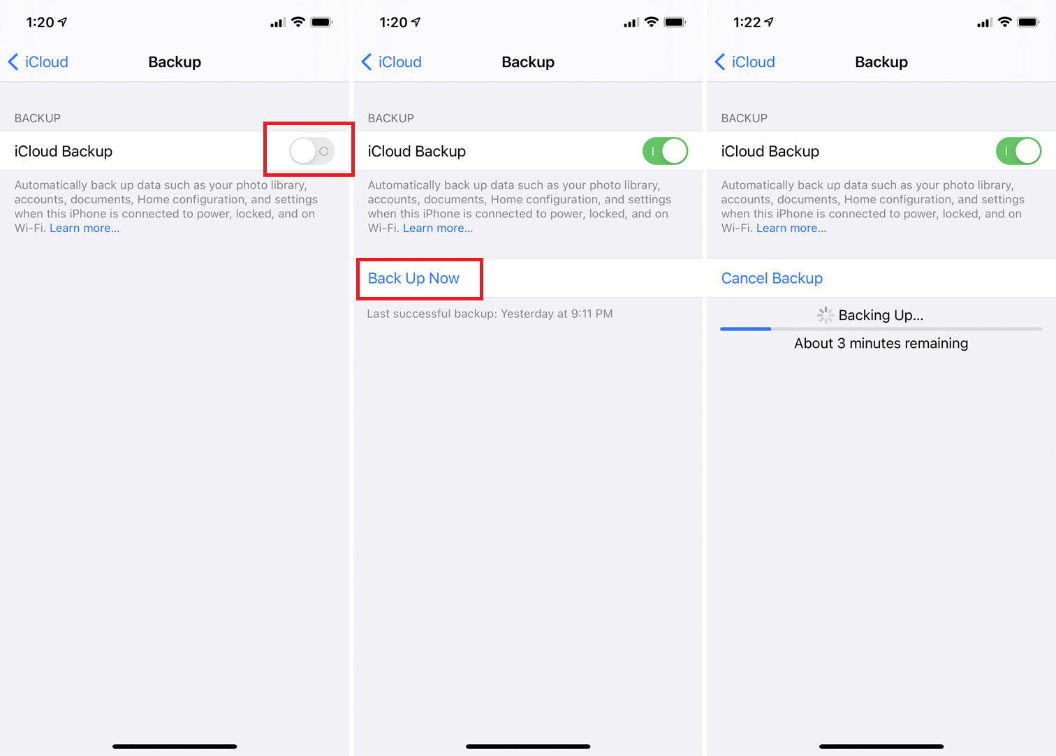 backup icloud