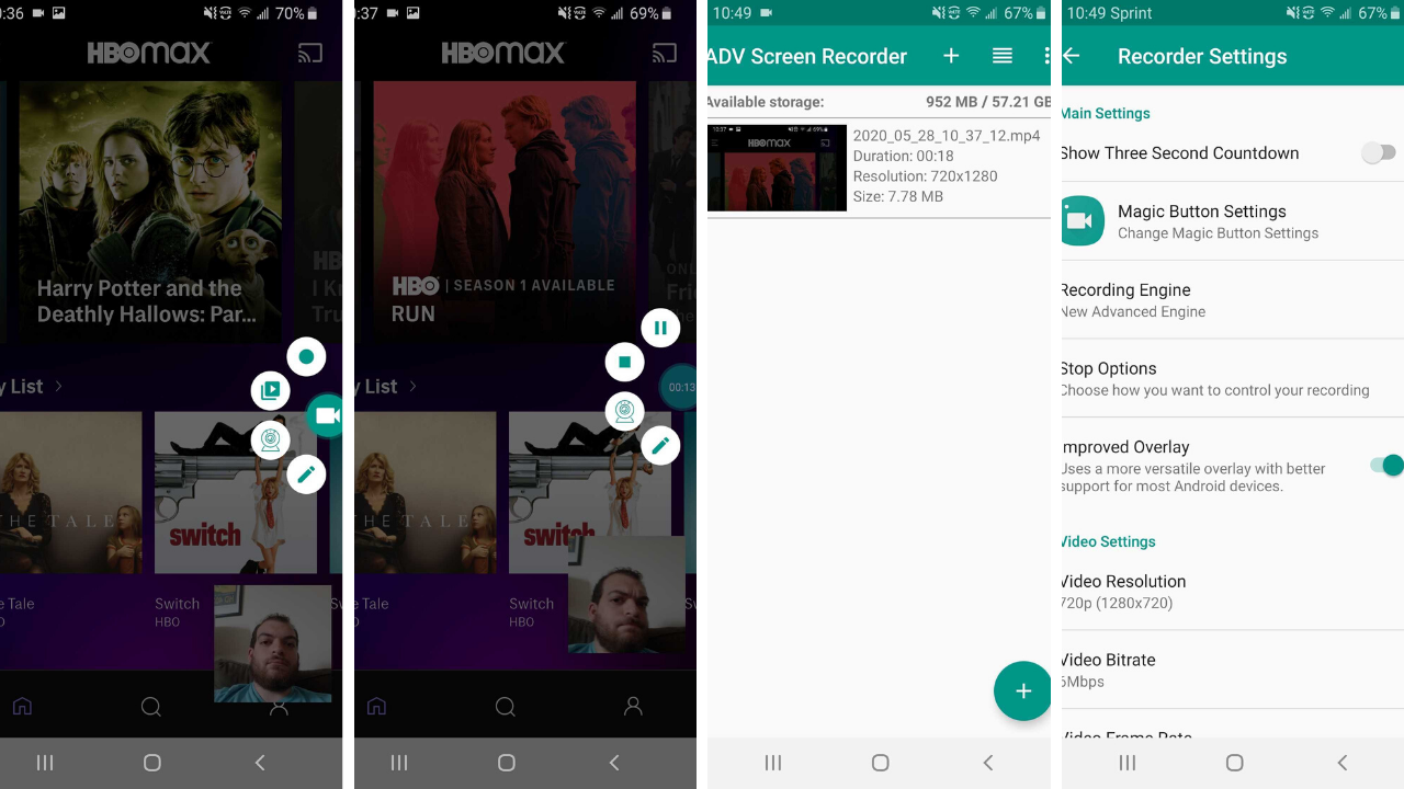 registrazione dello schermo sull'app per la registrazione dello schermo ADV