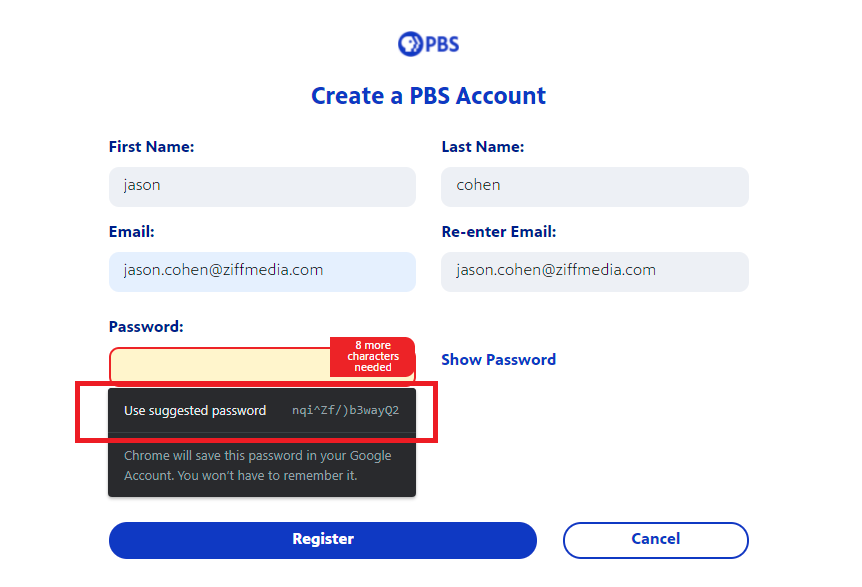 generatore di password Chrome