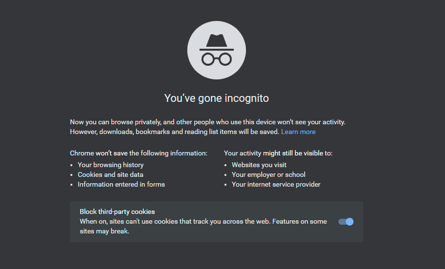 Modalità incognito