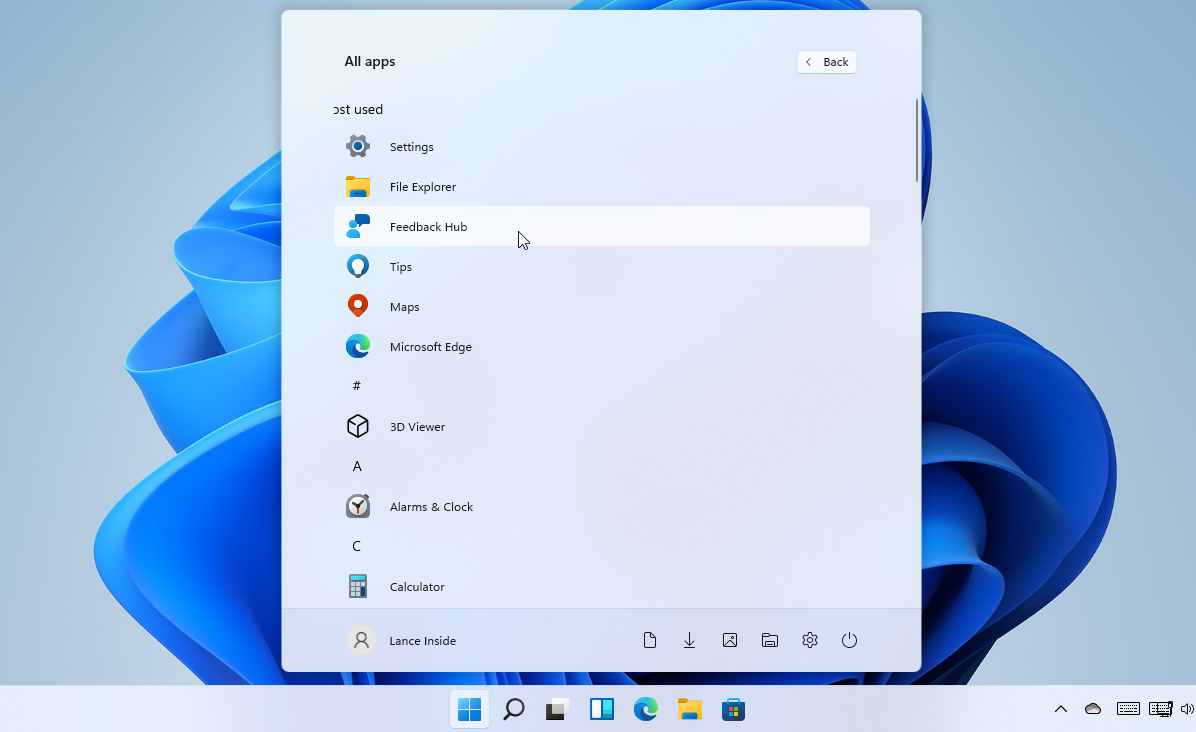 Windows 11 開始菜單
