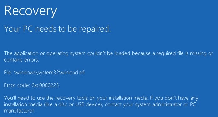 Solucione el error winload.efi faltante o corrupto