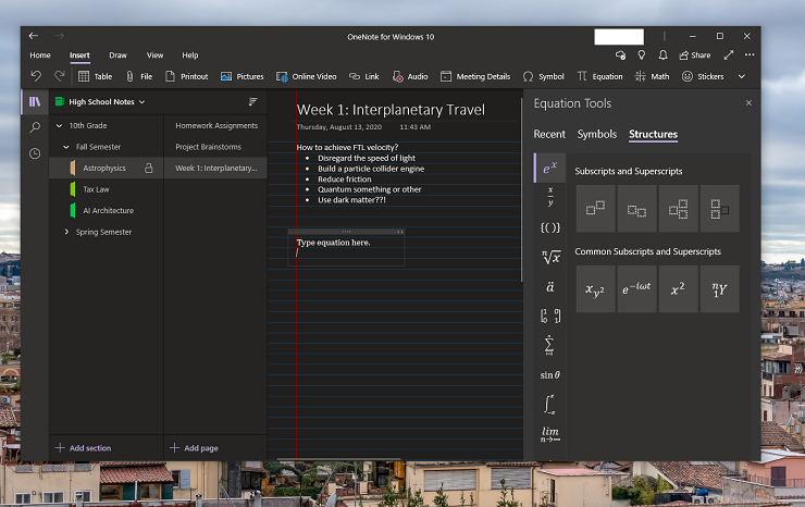 OneNote-Gleichungen