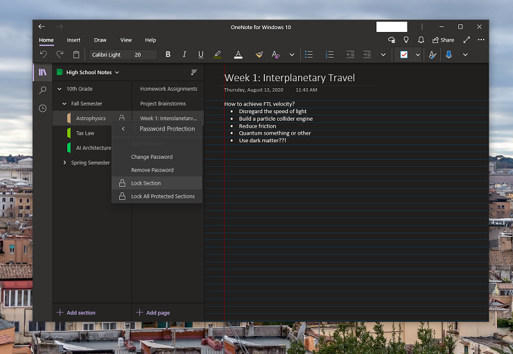 OneNote-Kennwortsperre