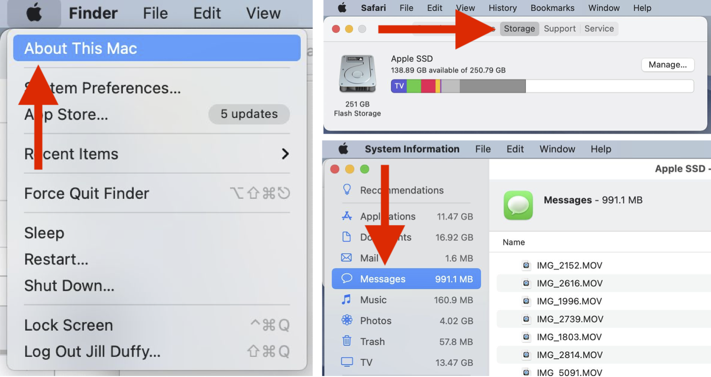 Comprobando el almacenamiento en Acerca de esta Mac