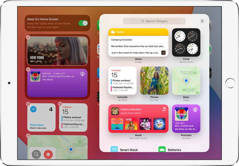 adăugarea și ștergerea widget-urilor pe iPados