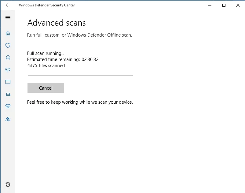 Utilice Windows Defender para eliminar el malware.