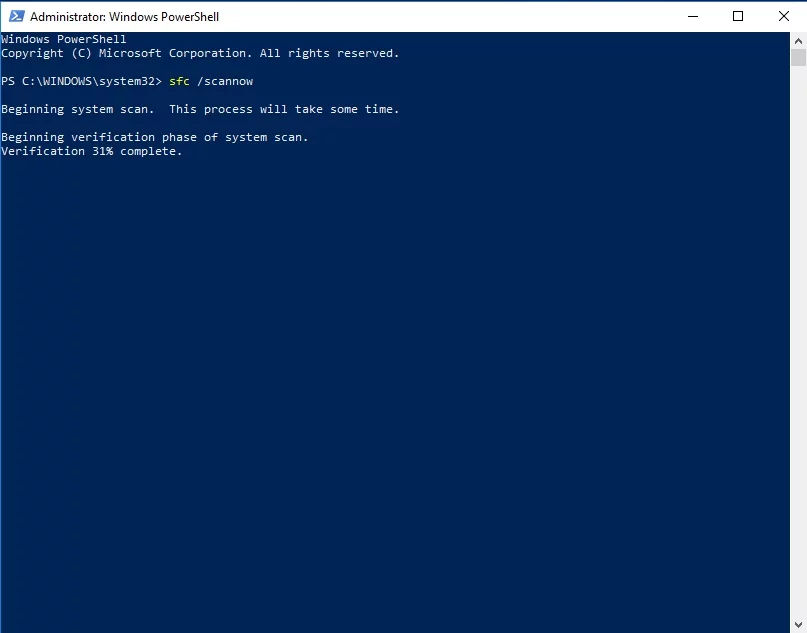 Ejecute un escaneo SFC para verificar los archivos de su sistema.