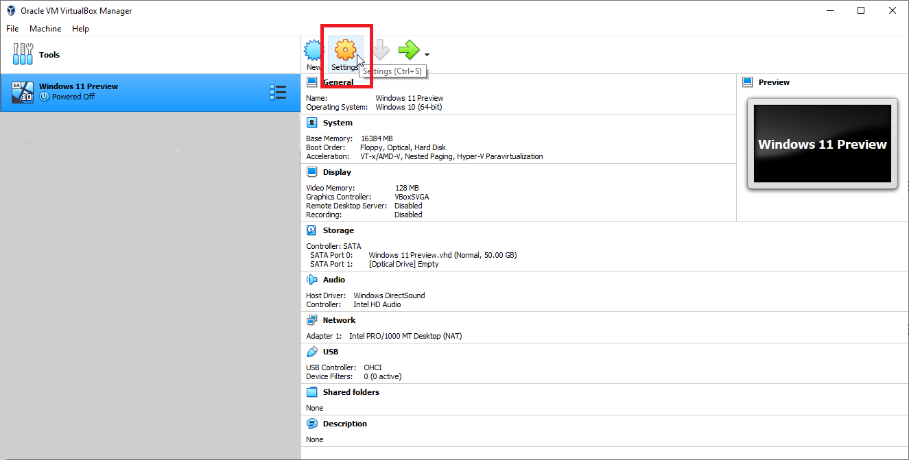 Configuración de máquina virtual