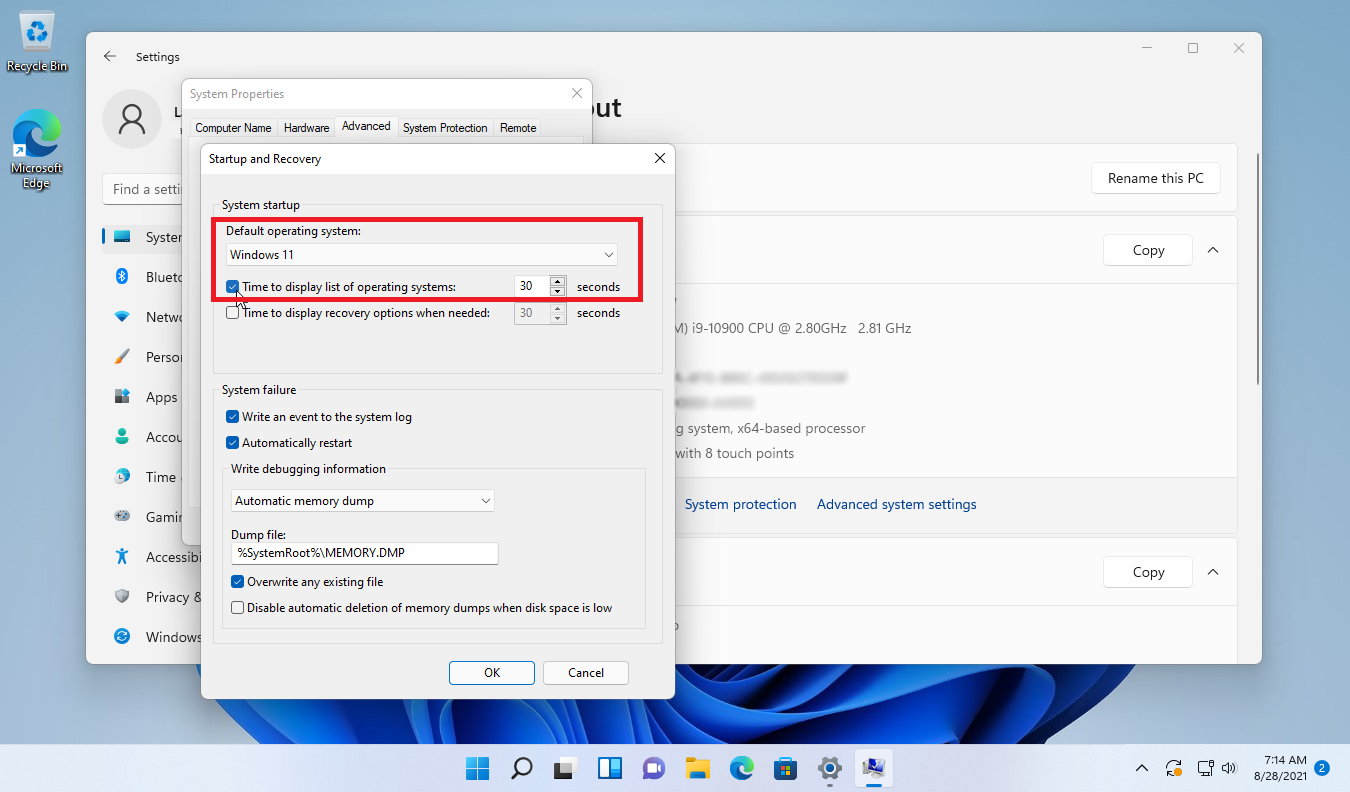 sistem operasi default