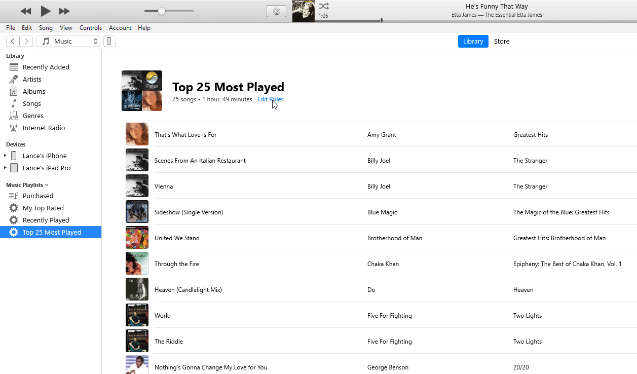 قائمة التشغيل التلقائية itunes