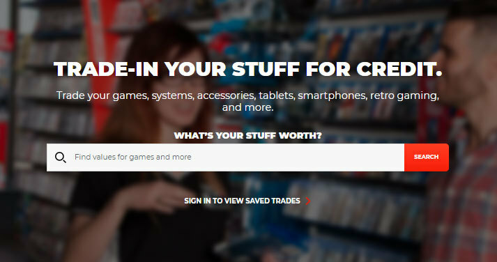 لقطة شاشة من GameStop تنص على استبدال أشيائك مقابل ائتمان