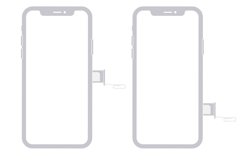 مخطط جهازي iPhone ، كل منها به درج SIM خرج