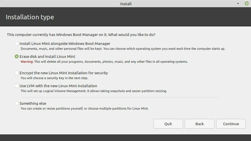 linuxmintインストール