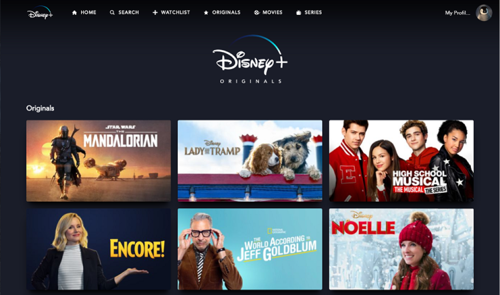 Interface Web Disney+