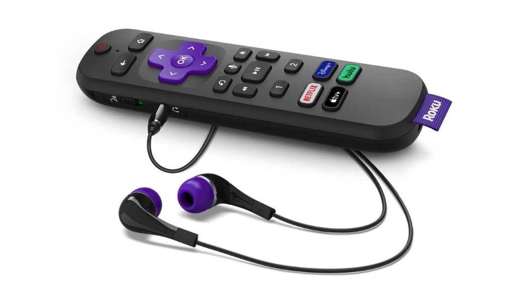 Roku Voice Remote Pro مع توصيل سماعات أذن سلكية