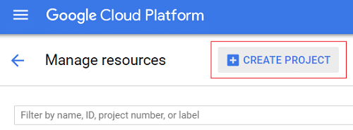 Pe site-ul Google Cloud Platform Console, faceți clic pe CREATE PROJECT