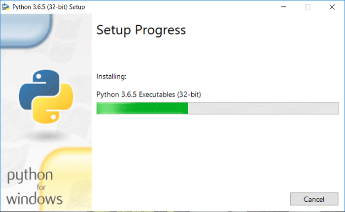 Faceți clic pe Instalare, apoi așteptați ca Python să fie instalat pe computer