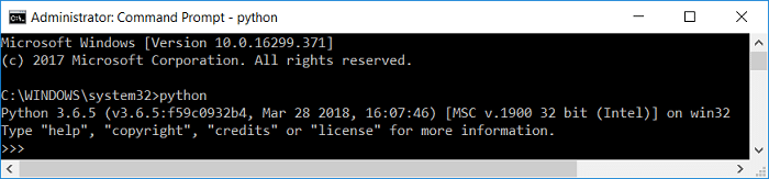 Tastați python în linia de comandă și ar trebui să returneze versiunea python instalată pe computer