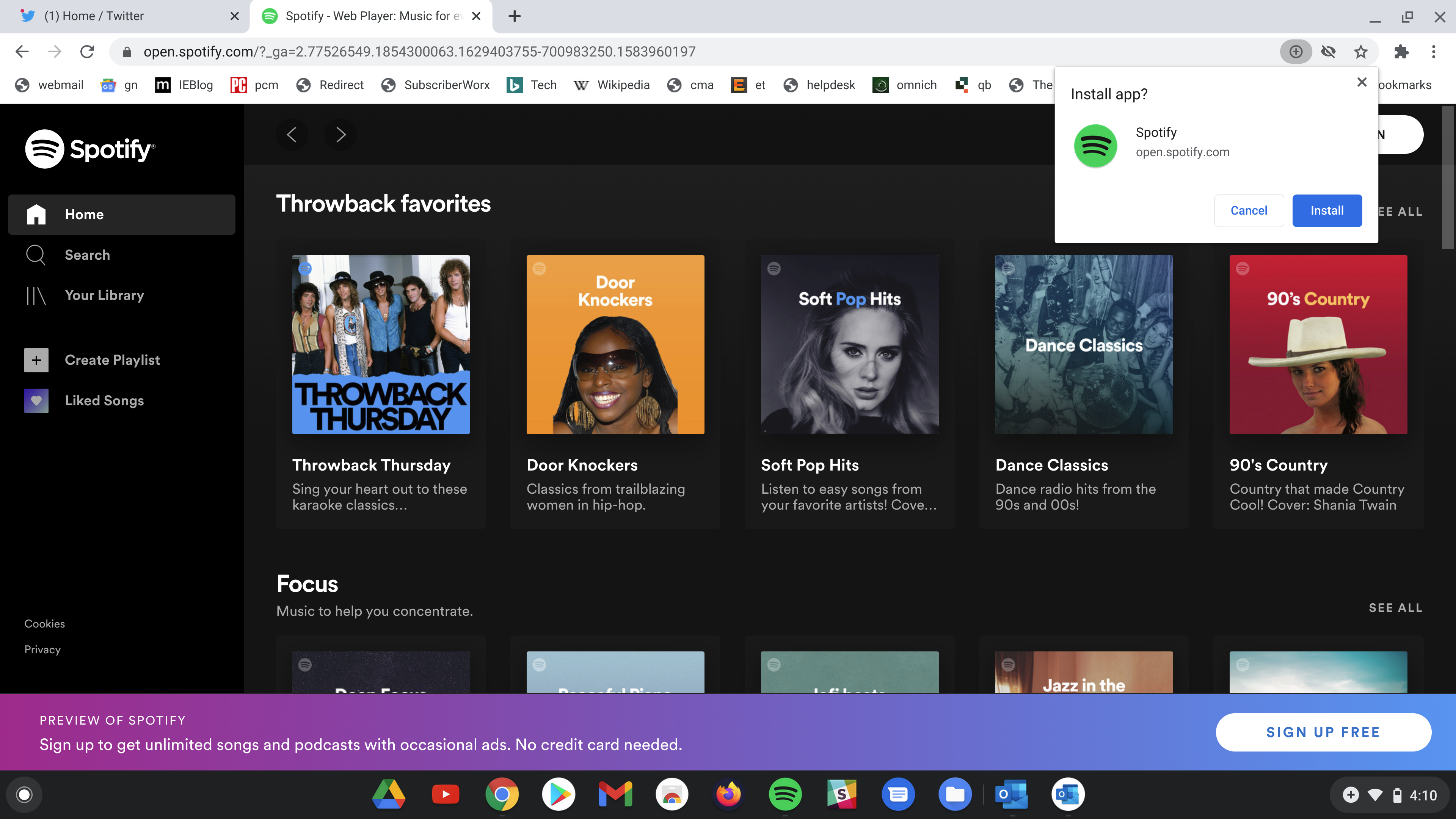 PWA dans Chrome OS
