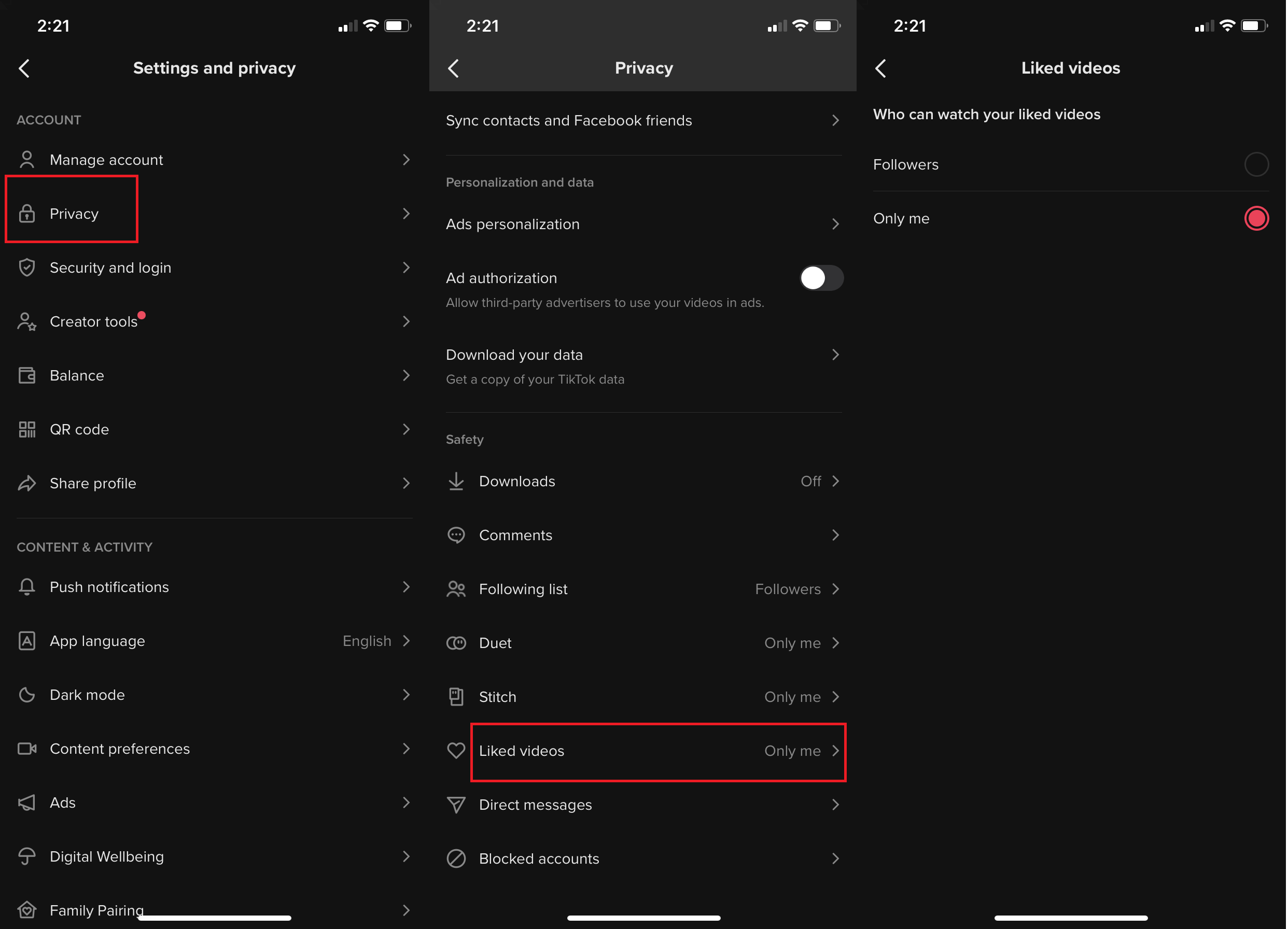 Gardez votre vidéo "J'aime" privée