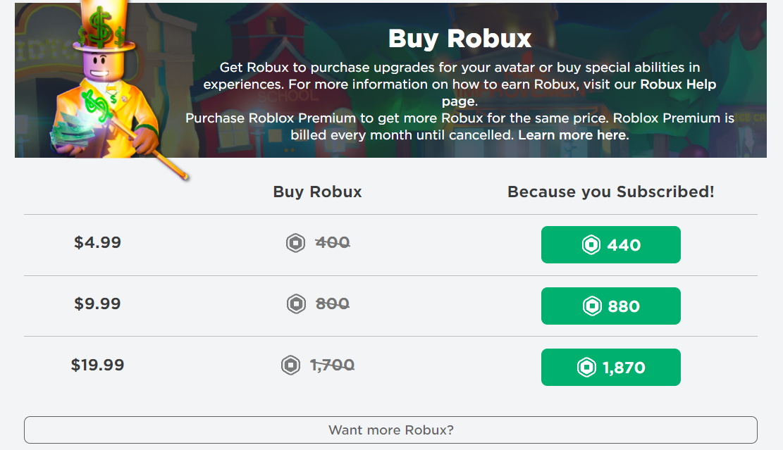 Kupowanie Robuxa ze strony Roblox