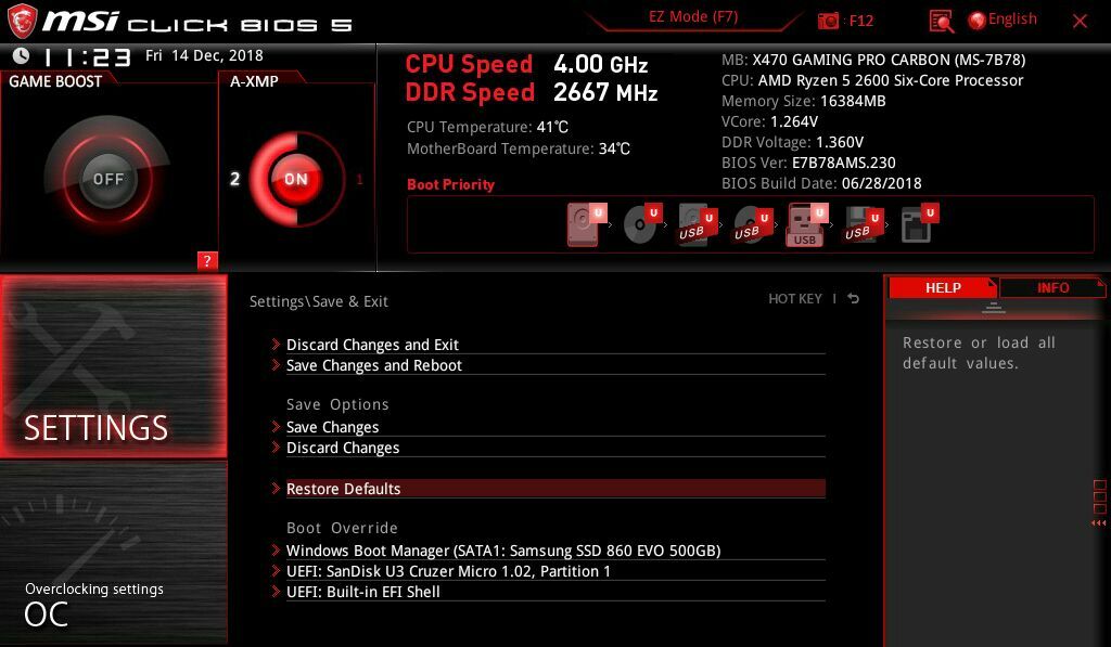 BIOS menüsü