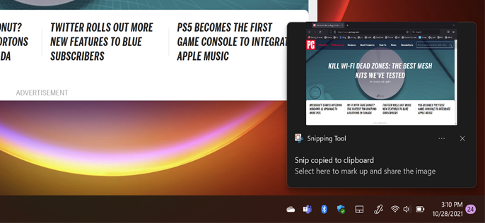 Windows 11'de ekran alıntısı aracı bildirimi