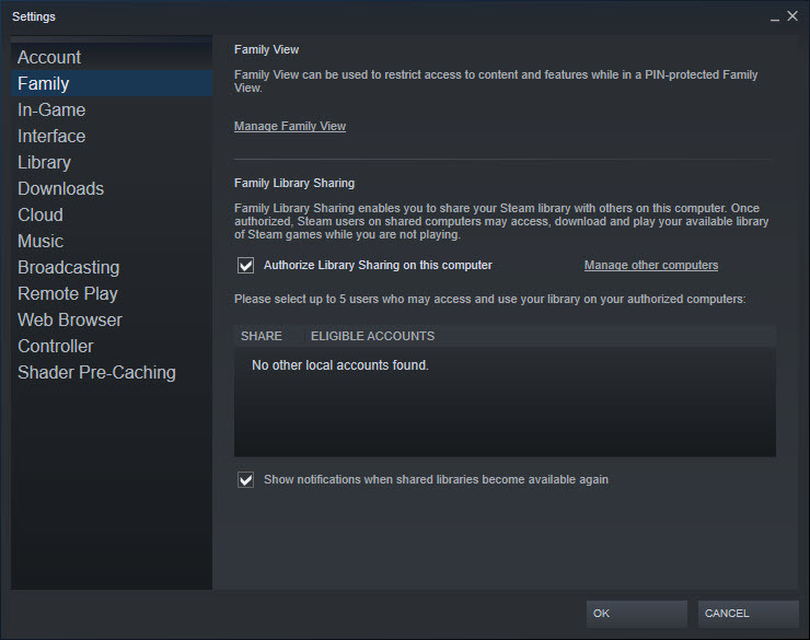 Steam-Familienfreigabe