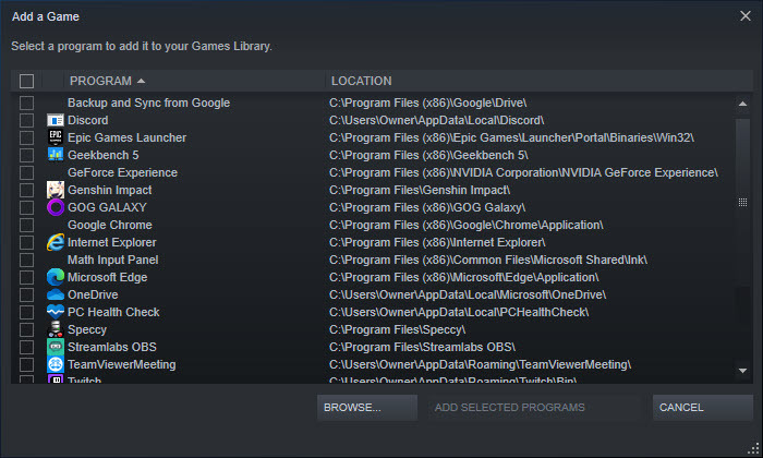 Fügen Sie Ihrer Bibliothek ein Nicht-Steam-Spiel hinzu