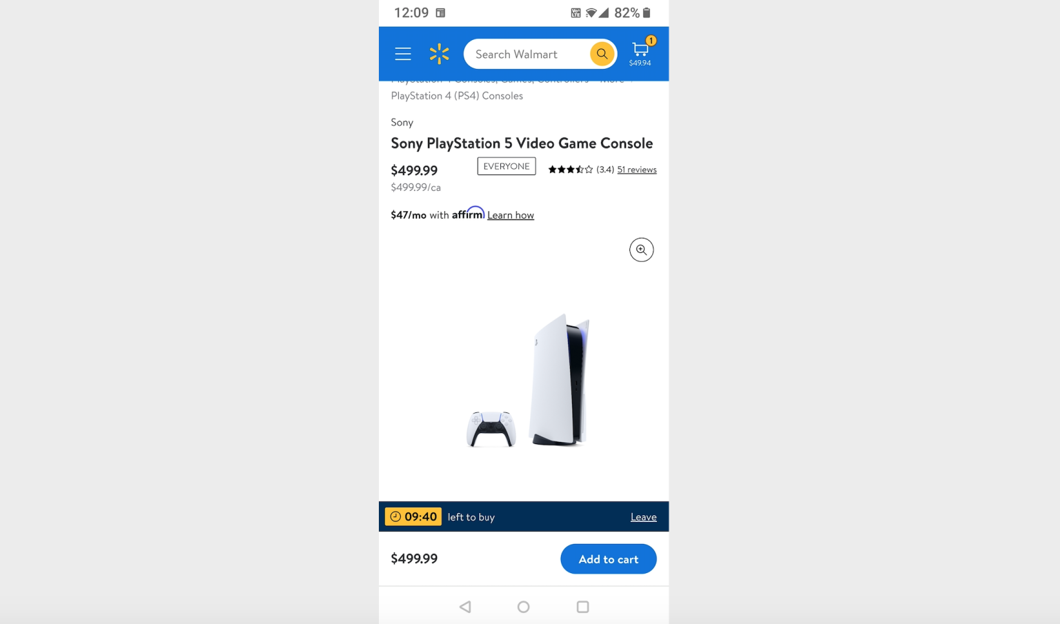 Pedir una PS5 en Walmart a través de un teléfono