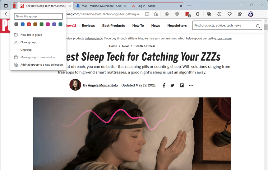 Edge tarayıcısında renk kodlu sekme grupları