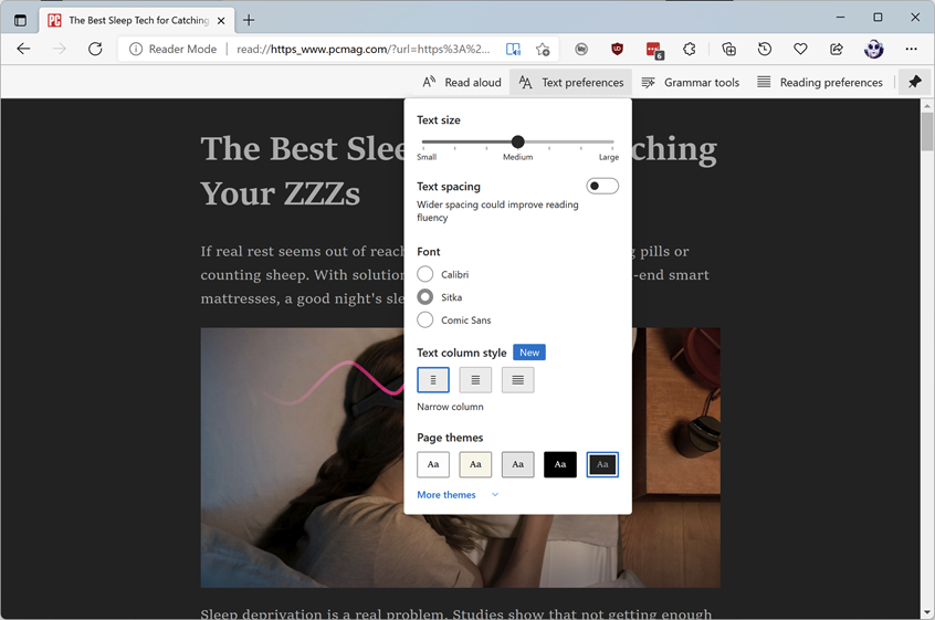 Edge tarayıcısında Sürükleyici Okuyucu görünümü