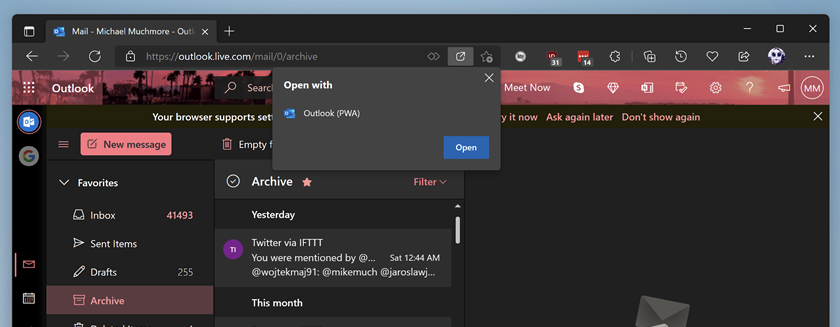 Windows 11'de Edge'de Aşamalı Web Uygulamaları