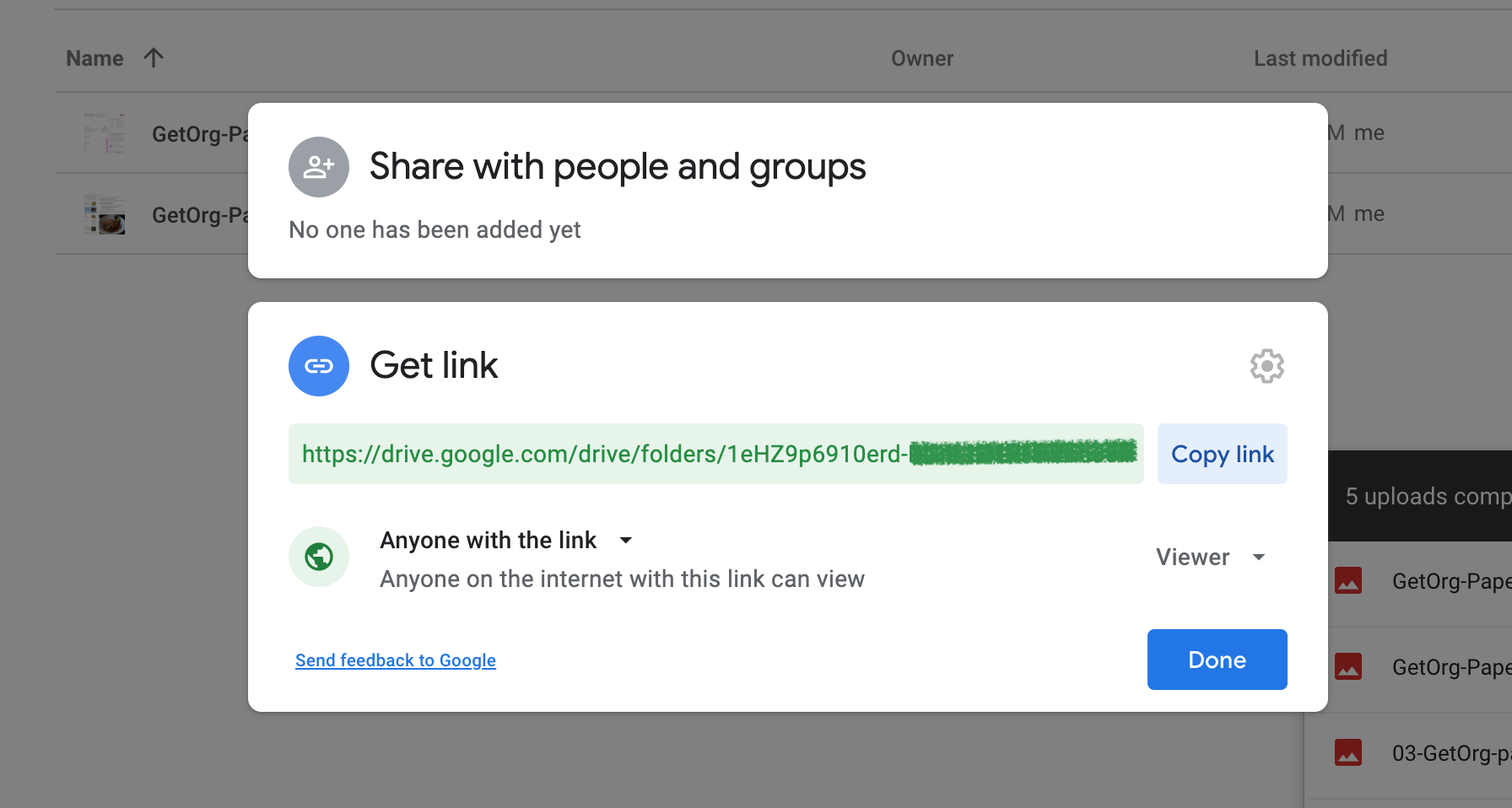Opcja udostępniania w Google Workspace