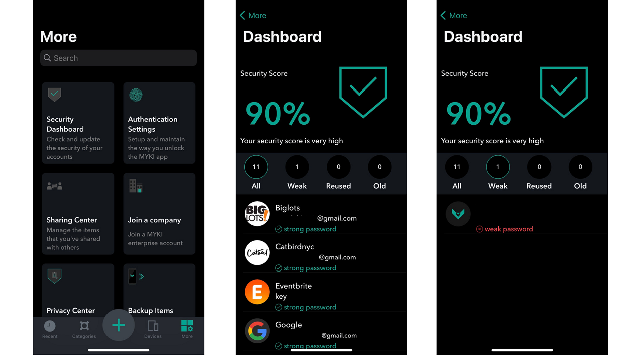 Visualizzazione mobile di Myki