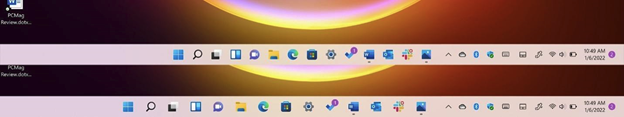 Barra delle applicazioni in Windows 11, modalità normale e tablet