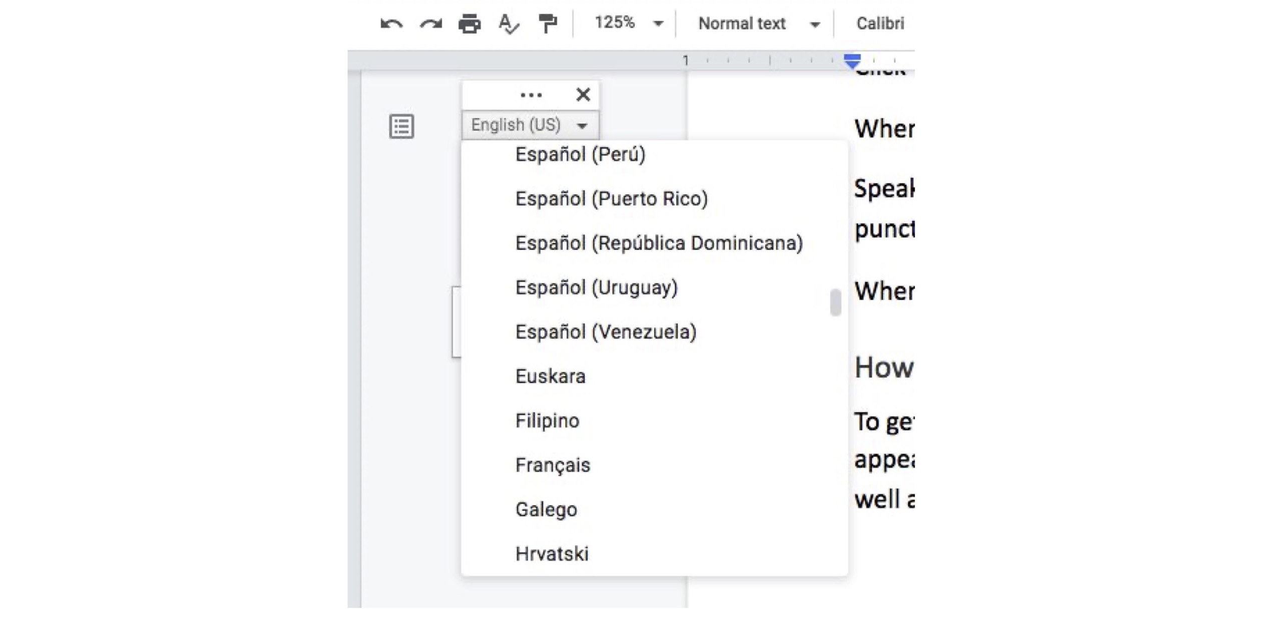 如何更改 Google Docs 語音輸入中的語言