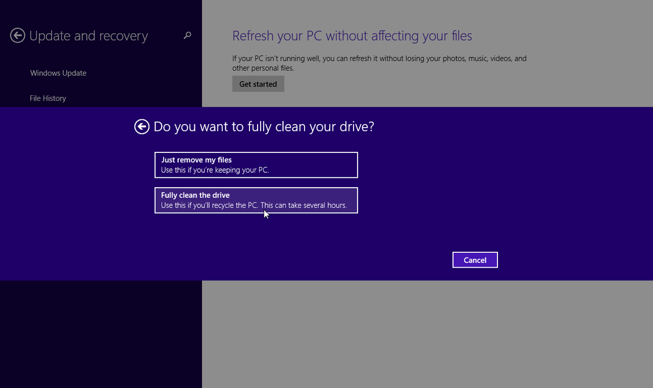 Win 8.1 resetare