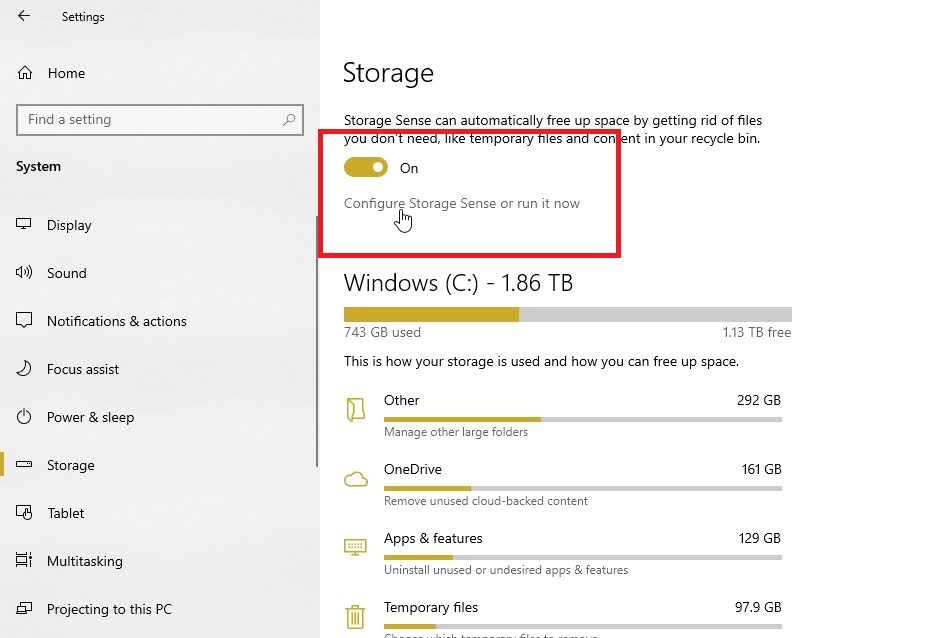 รับรางวัล 10 storage Sense