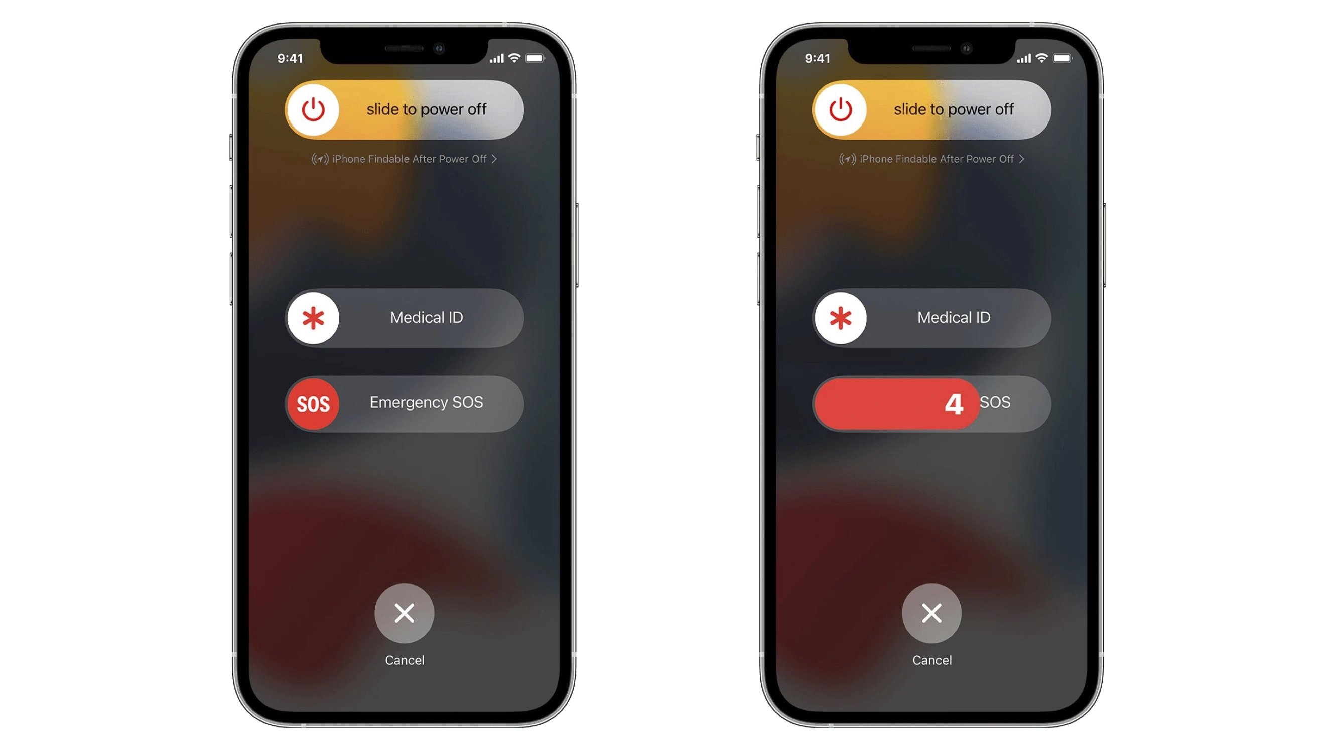 iPhone SOS-Bildschirme für den Notfall