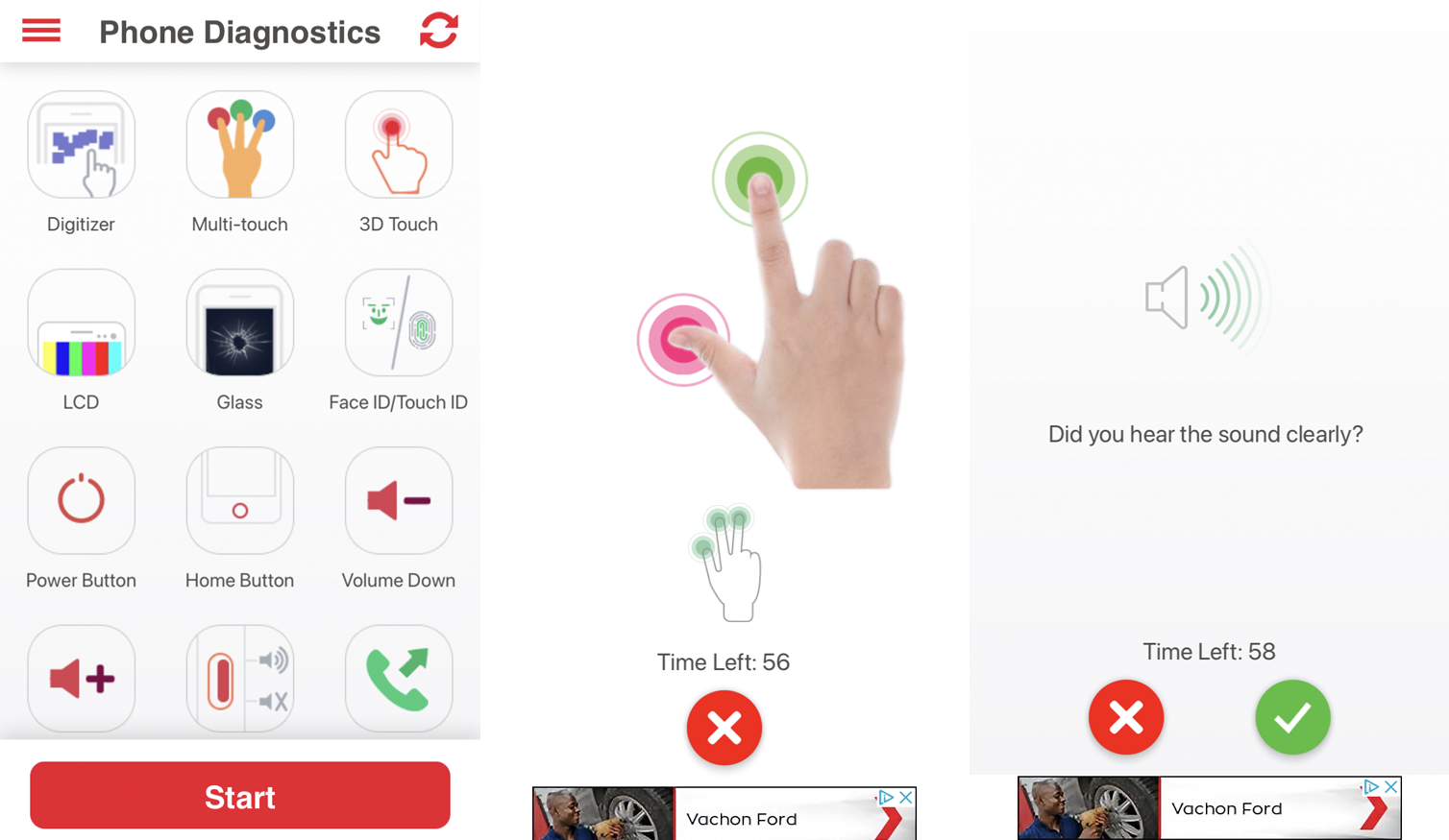 aplicación de diagnóstico del teléfono