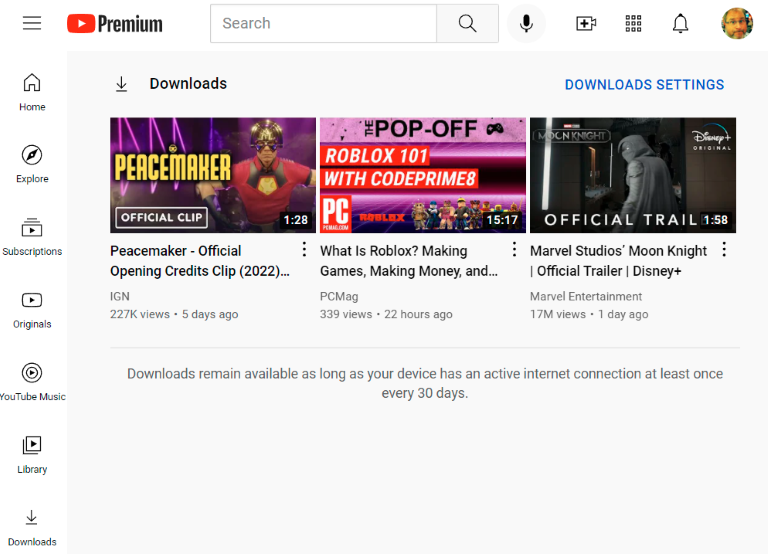 Descărcări YouTube Premium