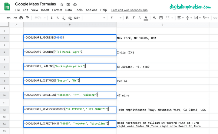 Google Maps in Google Sheets