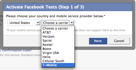 Texto do Facebook